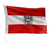 FLAGLY Premium Bootsfahne Österreich mit Adler 20 x 30 cm - 115g/m²...
