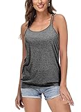 ELFIN Damen Yoga Tanktop Spaghetti Top Sommer Bluse Sport Ärmelloses Basic...