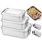 LEKEFETO 3er Set Edelstahl Brotdosen mit Trennfach | 550ml+ 850ml+1400ml...