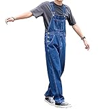 MOLUCI Herren-Latzhose Denim-Latzhose Gewaschen Lässig Retro-Cargo-Jeans...