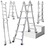 Daromigo Teleskopleiter Multifunktionsleiter, 3 in 1 Aluleiter 513cm 4x5...