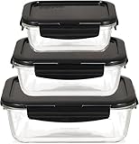 Lock & Lock Boroseal Glas Frischhaltedosen mit Deckel - 3er Set Boxen -...