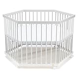 FabiMax Baby Laufgitter 6-eck Weiß lackiert, stufenlos höhenverstellbar,...