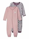 NAME IT Baby Jungen Nbfnightsuit 2p Zip Black Plum Flo. Noos Schlafanzug,...