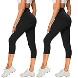 AMIYOYO 2er Pack Leggings Damen 3/4 High Waist Capri Leggins Blickdicht...