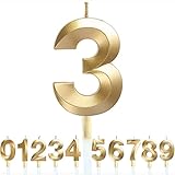 Geburtstagszahl Kerzen 3D Form Geburtstagstorte Kerzen Gold Glitter...