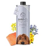Barf Öl für Hunde 1000ml Barföl mit Omega 3-6-9 aus: Lachsöl, Rapsöl,...