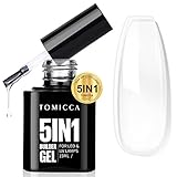 TOMICCA 5 in 1 Aufbaugel für Gelnägel 15ml Clear Builder Nail Gel, UV/LED...