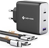 NOVOO 120W USB C Ladegerät GaN Ⅲ 3-Port USB C Netzteil Schnellladegerät...