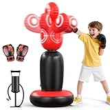 QPAU 360° drehbarer Boxsack für Kinder – 64 Zoll Boxsack mit 4...