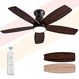 YSMELL Deckenventilator, 106,7 cm, niedriges Profil, mit Lichtern und...