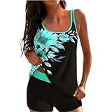 Badeanzug für Frauen 2024 Blouson Tankini-Top mit -Shorts, sportlicher...