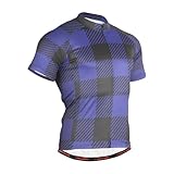 Herren-Fahrradtrikot, schwarz-blau kariert, Fahrradtrikot für Herren,...
