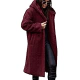 Modische Wintermäntel für Damen, flauschiges Fleece, lange Kapuzenjacken,...