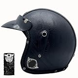 PU-Leder-Motorradhelm, Retro-Halbhelme mit offenem Gesicht, DOT-geprüfter...