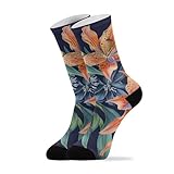 BCFHRGT Fußballsocken im Boho-Stil, Blumenmuster, Orange, für Laufen,...