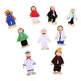 SKISUNO 9 Stück Holz Puppenhaus Figurenset mit Beweglichen Gelenken...