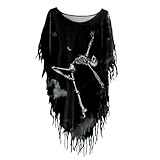 Generisch Damen Cape-Oberteil mit Halloween-Print im -Stil (Light Gray,...