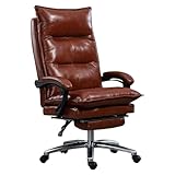 Luxuriöser Bürostuhl – echtes Leder, voll liegend mit einziehbarer...