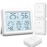 Brifit Hygrometer Thermometer, Luftfeuchtigkeitsmesser Innen/Ausen mit 3...