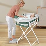Baby Badewanne mit Gestell, Faltbare Babywanne mit Thermometer, Badekissen...
