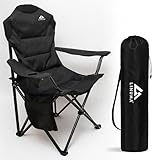 LINUMA® Luxus Faltstuhl PRO SCHWARZ Campingstuhl Anglerstuhl mit...