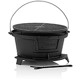 BBQ-Toro Gusseisen Grilltopf mit Grillrost | (B) 32 x (T) 33 x (H) 18 cm |...