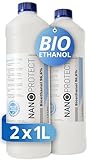 Nanoprotect Bioethanol 96,6% | 2 x 1 Liter | Flüssiger Ethanol Brennstoff...