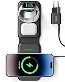 INIU 15W MagSafe Ladestation 3 in 1, Faltbares Wireless Charger...