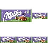 Milka Ganze Haselnüsse 1 x 100g I Alpenmilch-Schokolade I mit ganzen...