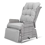 COMLAX FIELD Gartensessel mit Liegefunktion Wetterfest, Rattansessel...