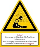 Aufkleber Warnzeichen „Achtung! Löschvorgang mit Kohlendioxid...