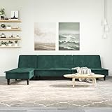 Woonisher Schlafsofa in L-Form Dunkelgrün 255x140x70 cm Samt