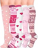 HIPOWER 5 Paar Kompressionsstrümpfe Damen und Herren Bunte Stützstrümpfe...