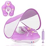 LOOWARTS Schwimmring Baby, Baby Schwimmhilfe & Schwimmring mit Sonnendach...