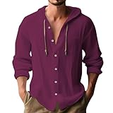 Generisch Herren Sommer Leinen-Kapuzenpullover Casual Baumwolle...