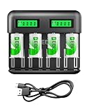 EBL Akku ladegerät inkl. 4X C 5000mAh für AA AAA C D NI-MH Akkus Type C...