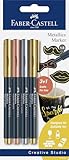 Faber-Castell 160791 - Metallics Marker Set, 4 Marker, 1,5 mm...