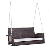 Outsunny Hängebank 2-Sitzer Rattan Gartenschaukel mit Sitzkissen...