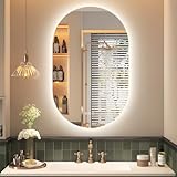 SMIROR Ovaler LED-Badezimmerspiegel, Pillenform, beleuchteter Spiegel für...