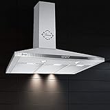 Gurari Trapez Dunstabzugshaube 90 cm/Edelstahl Abzugshaube/ 1000m³/h,Sehr...