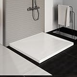 HOROW Weiße Duschwanne Duschtasse komplett set mit Anti-Rutsch-Steinoptik...