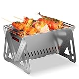 CLOPAE Camping Grill Klappgrill, Holzkohlegrill Picknickgrill Edelstahl...