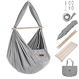 SCHMUSEWOLKE Federwiege Bio Grey - Komplett-Set - Hängematte für Babys...