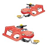 Zigi-Zet Lenkschlitten – in Form eines Autos, mit Stahl- und Seilgleitern...