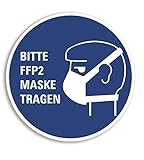 3 Stück - Aufkleber Hinweis Bitte FFP2 Maske TRAGEN Gebot Schild Folie...