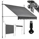 4smile Klemmmarkise Anthrazit 300 x 145 cm - Hochwertige Markise Balkon...