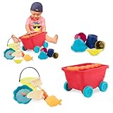 B. toys Sandspielzeug 11 Teile mit Bollerwagen Rot – Sandkasten...