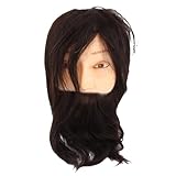 Übungskopf Friseur Echthaar 25 cm für Bart Scheren Schneiden Färben...