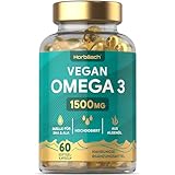 Omega 3 Vegan 1500mg aus Algenöl | 60 Kapseln mit Hochdosiert ALA und DHA...